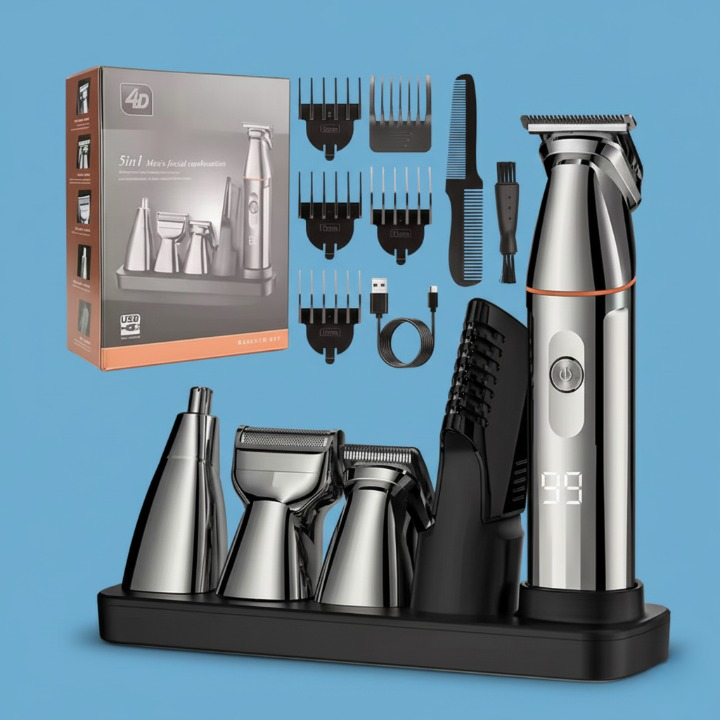 Rasoir Électrique Rechargeable 5 en 1 Résistant à l’Eau